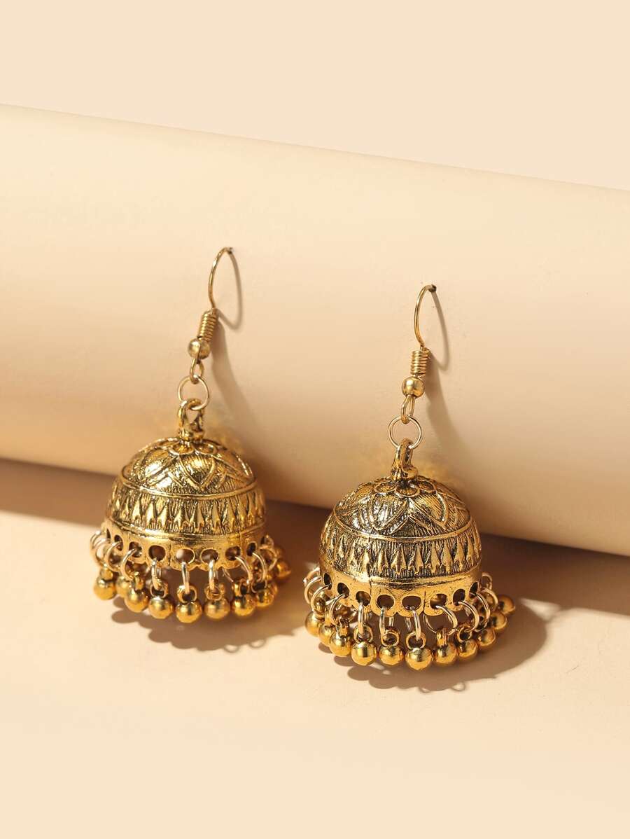 Hoa tai tua rua hình quả bóng tròn hình chuông - Vàng - Xem 1