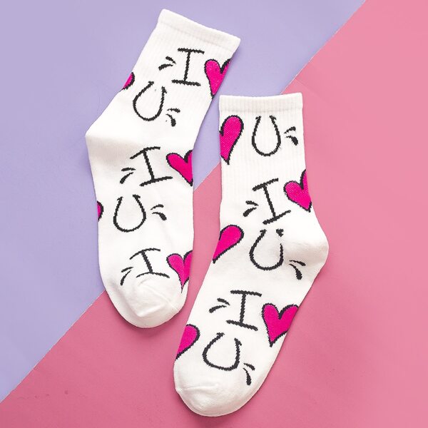 

Heart Pattern Socks, Multicolor