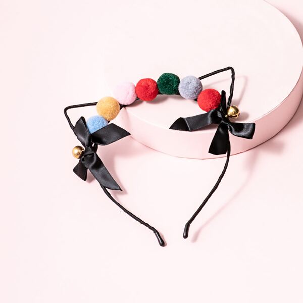 

Pom Pom Decor Hair Hoop, Black