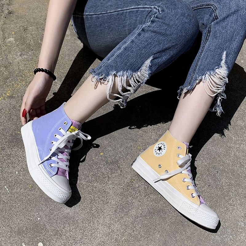 

Color Mixed Canvas Sneakers, Multicolor