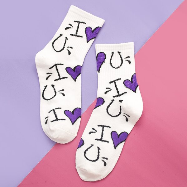 

Heart Pattern Socks, Multicolor