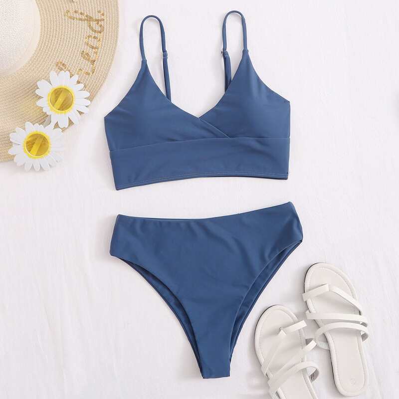 

Wrap Cami Bikini Swimsuit, Navy blue