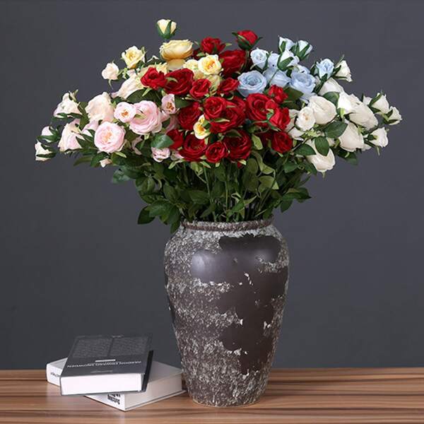 

1branch Artificial Rose With 7pcs Head, Multicolor