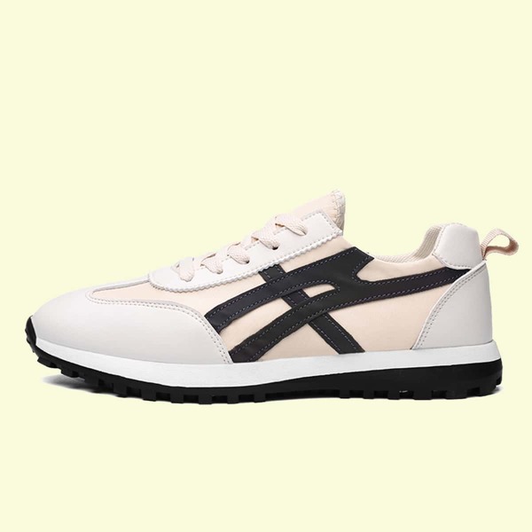 

Men Lace-up Front Low Top Sneakers, Beige