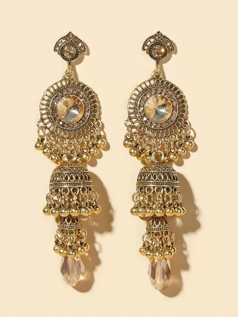 Bell Round Ball Tassel Drop Jhumka Earrings SHEIN USA