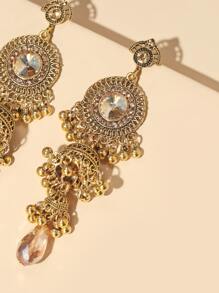 Bell Round Ball Tassel Drop Earrings - Yellow Gold - View 2