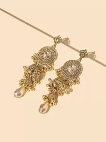 Bell Round Ball Tassel Drop Earrings - Yellow Gold - View 3