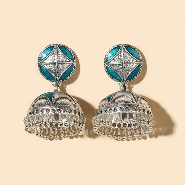 

Bell Round Ball Tassel Drop Earrings, Green