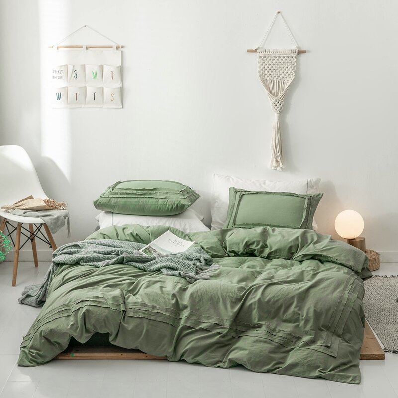 

Plain Bedding Set Without Filler, Army green