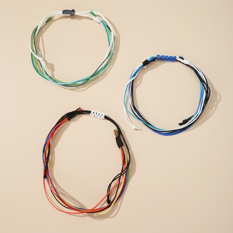 

3pcs Colorful Rope Bracelet, Multicolor