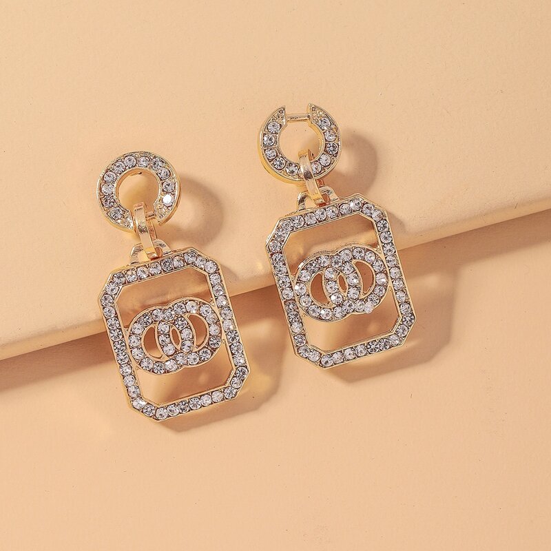 

Rhinestone Decor Hollow Out Drop Earrings, Silver