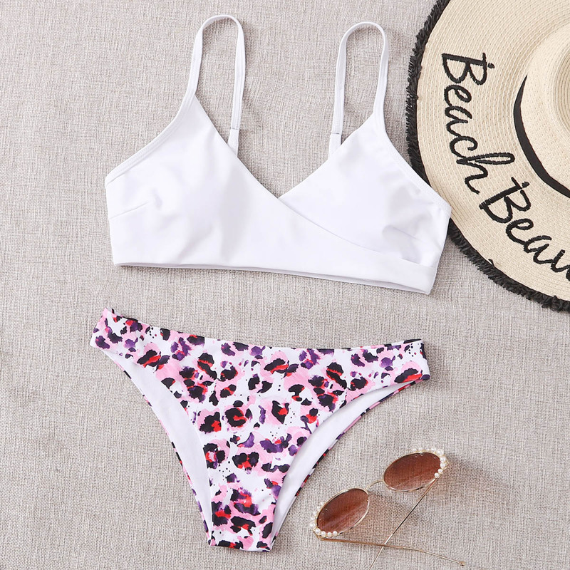 

Leopard Wrap Cami Bikini Swimsuit, Multicolor