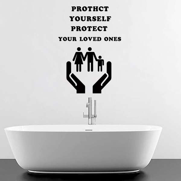 

Slogan Graphic Wall Sticker, Black