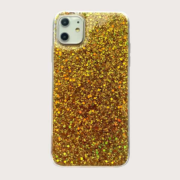 

1pc Glitter iPhone Case, Gold