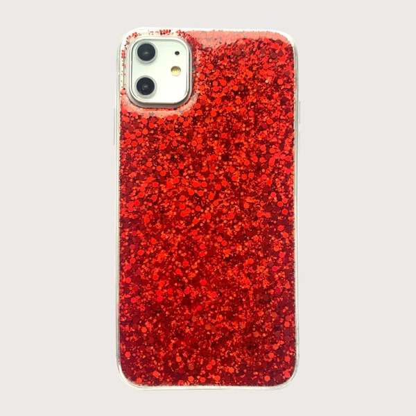 

1pc Glitter iPhone Case, Red