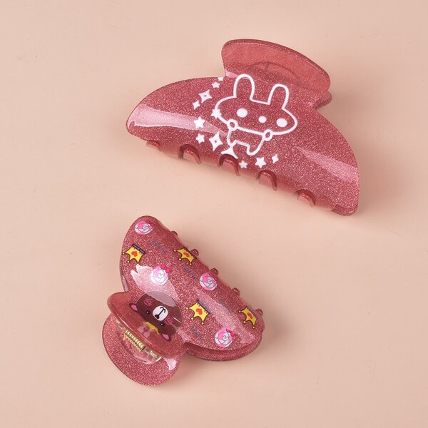 

2pcs Bear Pattern Hair Claw, Multicolor