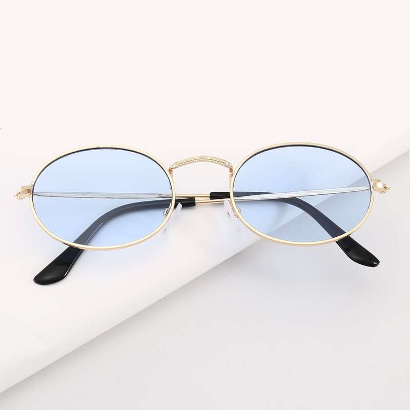 

Round Metal Frame Sunglasses, Pastel baby blue