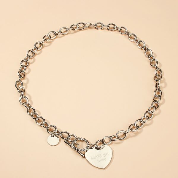

Men Heart Charm Chain Necklace, Silver