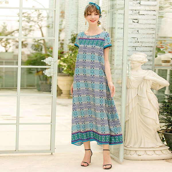 

Aztec Print Tunic Dress, Multicolor