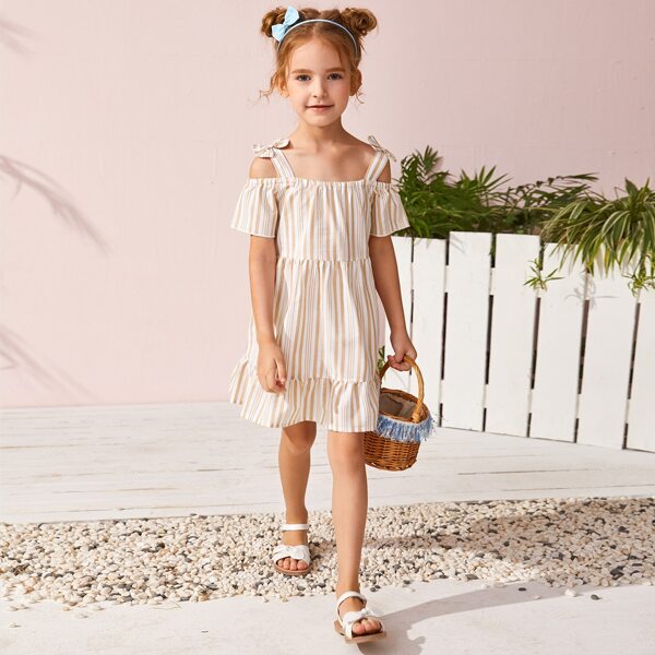 

Toddler Girls Cold Shoulder Striped Dress, Multicolor