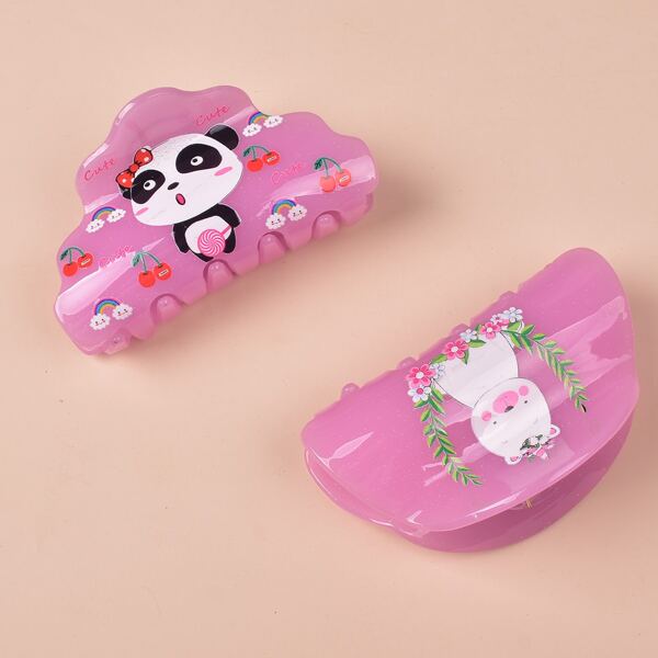 

2pcs Cartoon Graphic Hair Claw, Multicolor