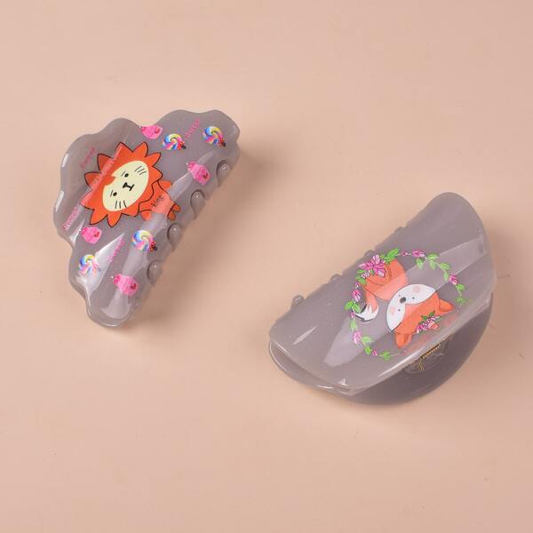 

2pcs Cartoon Graphic Hair Claw, Multicolor