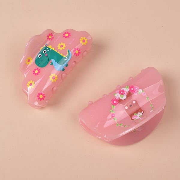 

2pcs Cartoon Graphic Hair Claw, Multicolor
