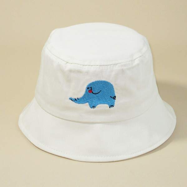 

Boys Cartoon Embroidered Bucket Hat, Beige