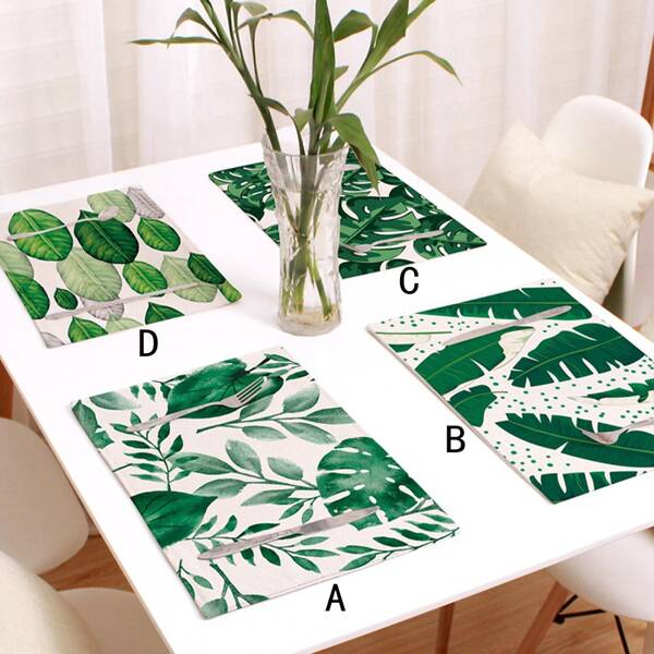 

1pc Leaf Print Placemat, Multicolor