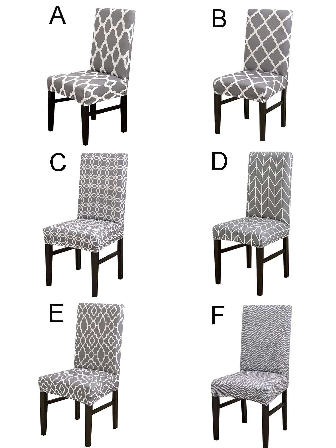 1pc Geometric Pattern Stretchy Chair Cover, Grey Polyester Dining Chair Slipcover For Home Decor - Grey - View 1