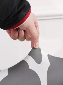 1pc Geometric Pattern Stretchy Chair Cover, Grey Polyester Dining Chair Slipcover For Home Decor - Grey - View 6