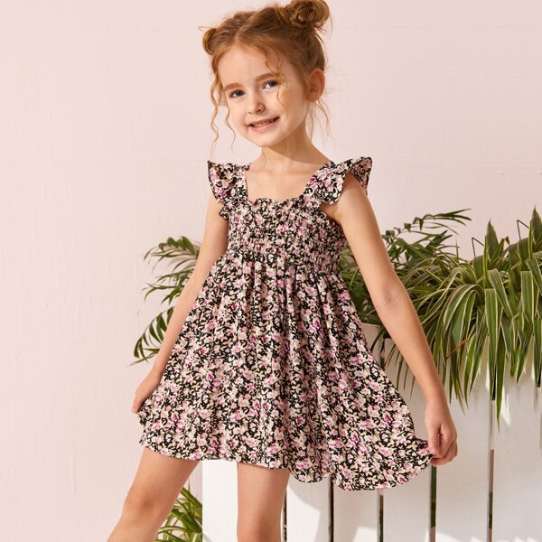 

Toddler Girls Ditsy Floral Shirred Ruffle Cami Dress, Multicolor