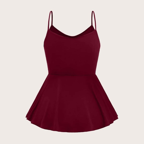 

Plus Ruffle Hem Solid Cami Top, Maroon