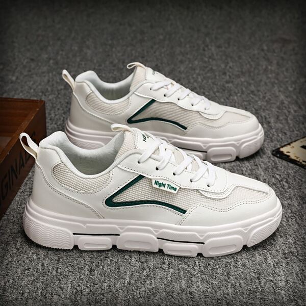 

Men Lace-up Front Mesh Panel Sneakers, White
