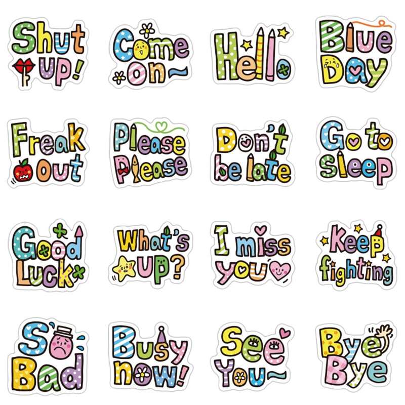 

32pcs Slogan Graphic Sticker, Multicolor