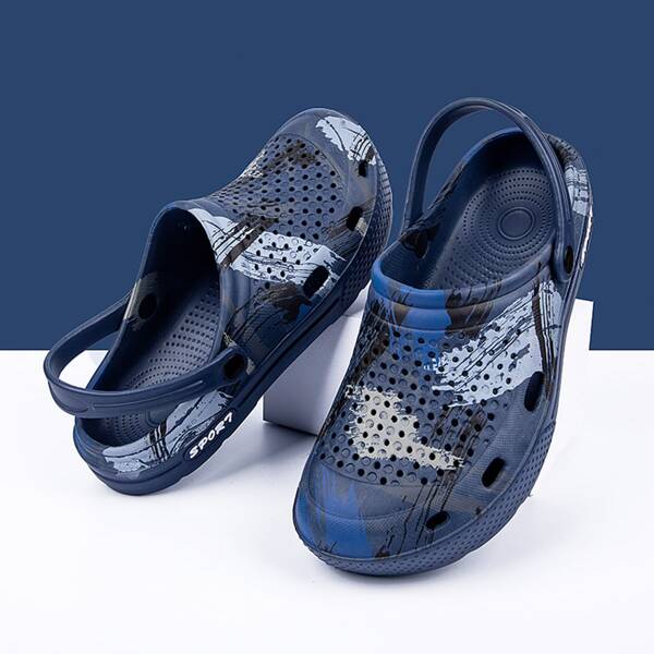 

Men Graffiti Hollow Out Two Way Wear Sandals, Blue