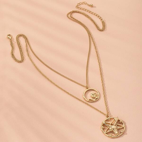 

Round Animal Charm Necklace, Gold