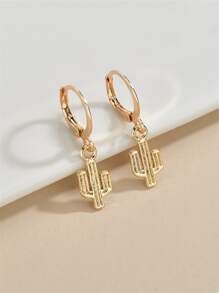 Bông tai tròn xương rồng - Vàng - Xem 1