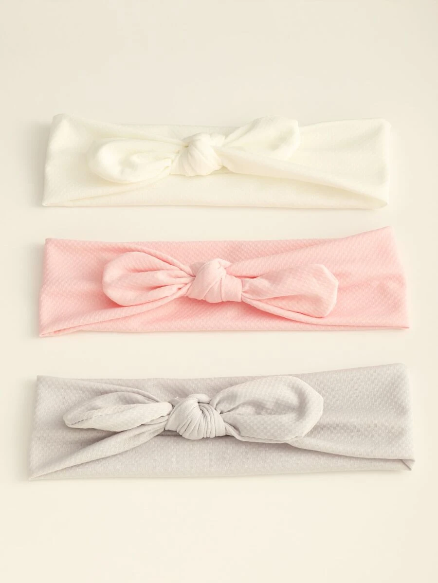 Set Of 3 Solid Color Bowknot Hairbands For Daily Decoration, Girls - Multicolor - View 1