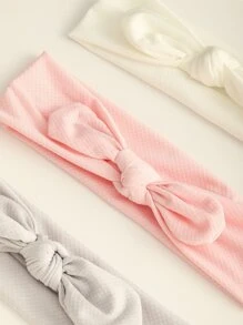 Set Of 3 Solid Color Bowknot Hairbands For Daily Decoration, Girls - Multicolor - View 2