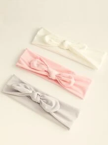 Set Of 3 Solid Color Bowknot Hairbands For Daily Decoration, Girls - Multicolor - View 3