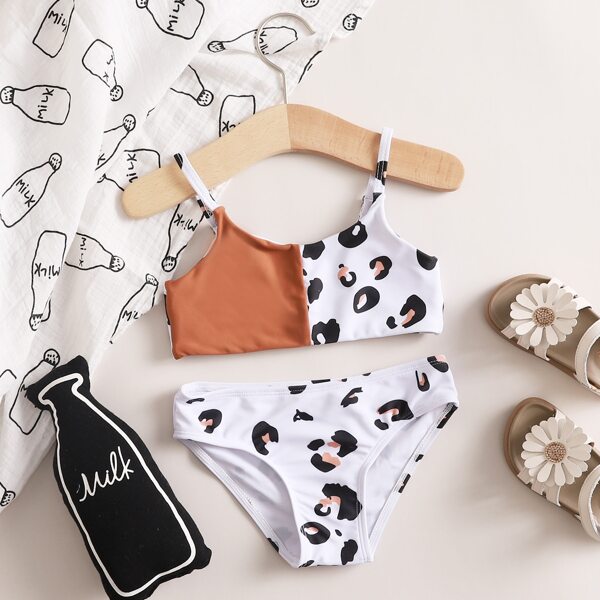 

Girls Leopard Bikini Swimsuit, Multicolor