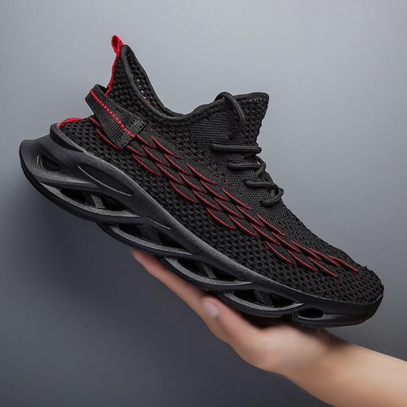 

Guys Fish Scale Decor Knit Sneakers, Black