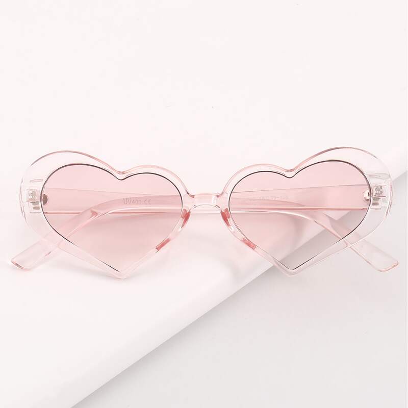 

Heart Shaped Sunglasses With Case, Pastel baby pink