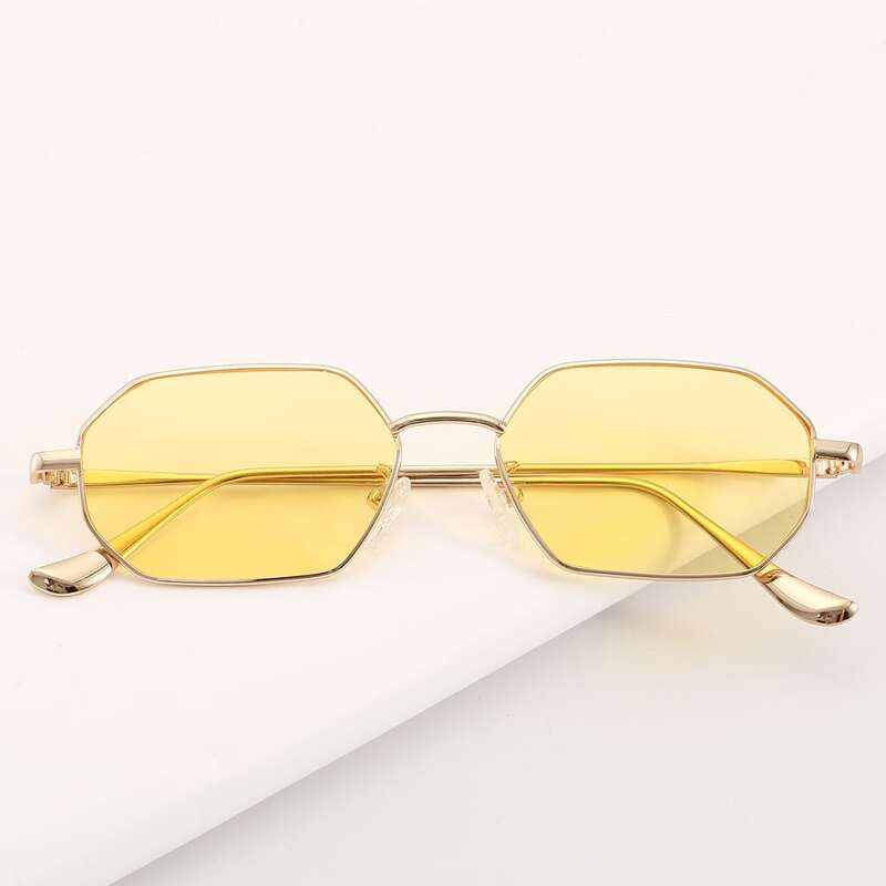 

Metal Frame Sunglasses With Case, Yellow pastel
