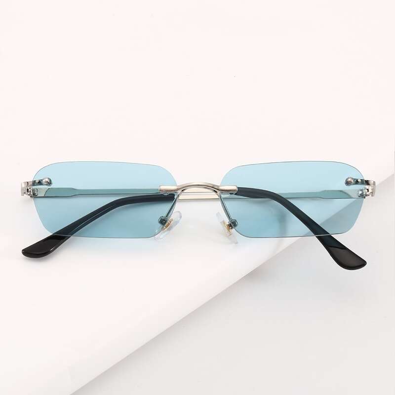 

Square Rimless Sunglasses, Pastel baby blue