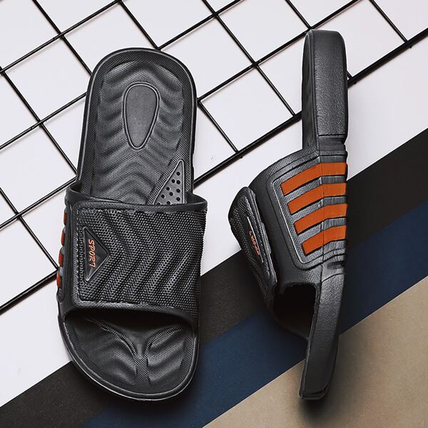 

Men Open Toe Wide Fit Slides, Black