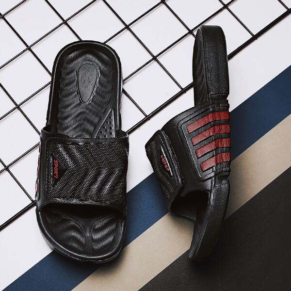 

Men Open Toe Wide Fit Slides, Black