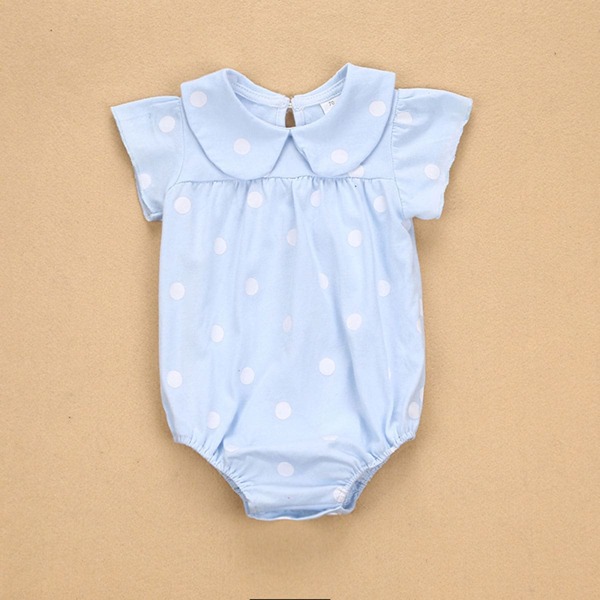 

Baby Girl Peter Pan Collar Polka Dot Bodysuit, Baby blue