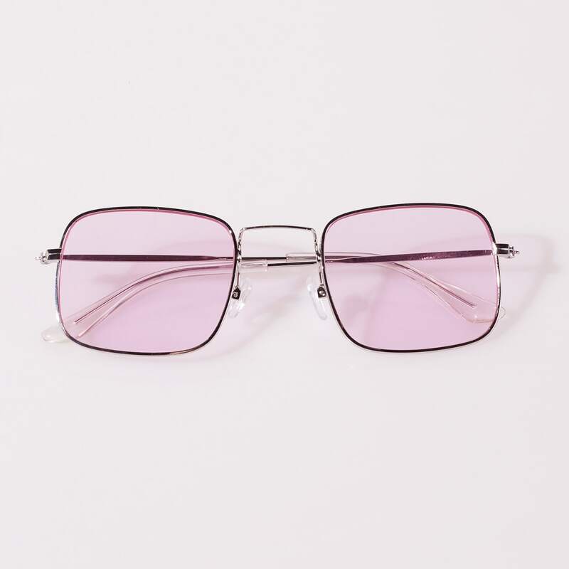 

Square Metal Frame Sunglasses, Pastel baby pink